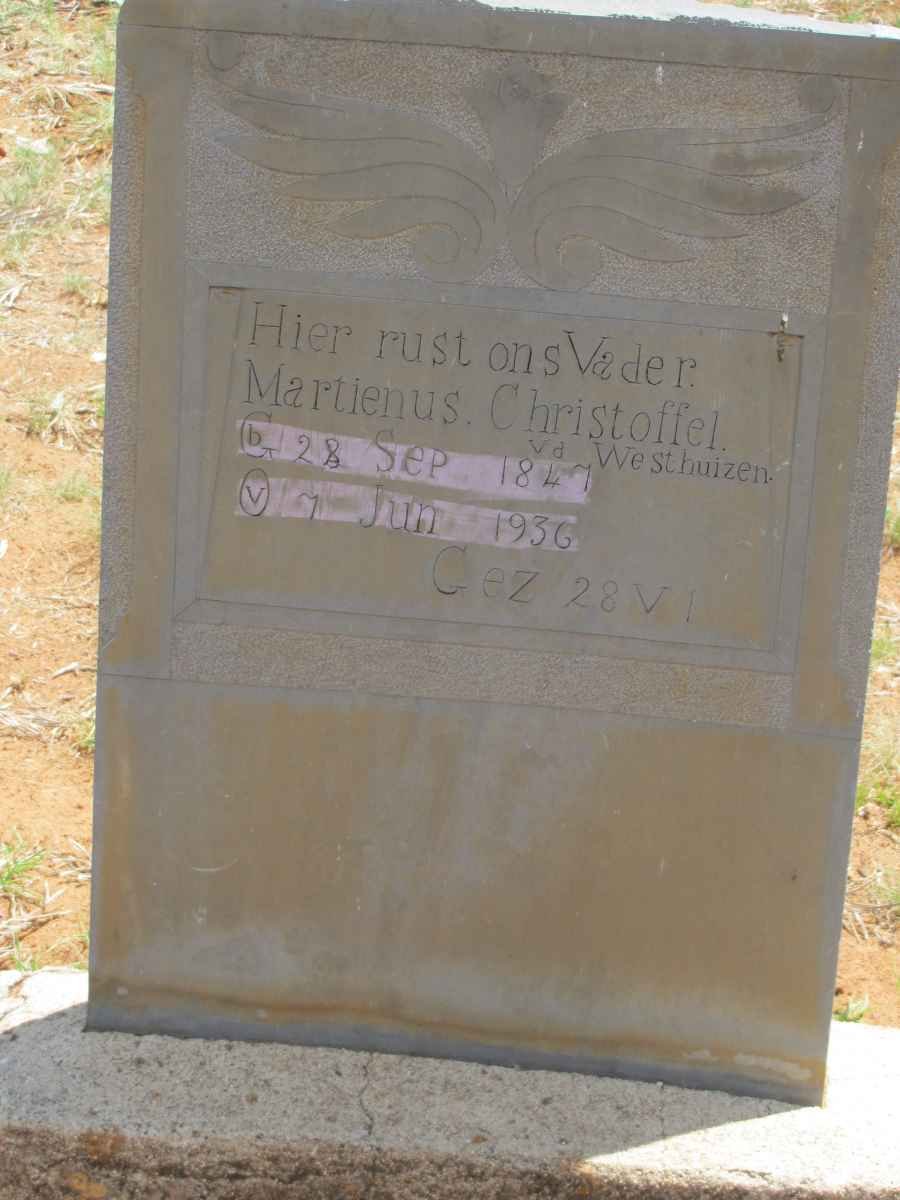 WESTHUIZEN Martienus Christoffel, v.d. 1847-1936