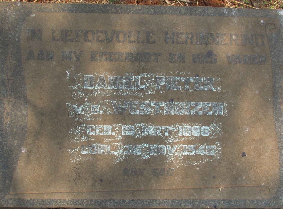 WESTHUIZEN Daniël Pieter, van der 1885-1945