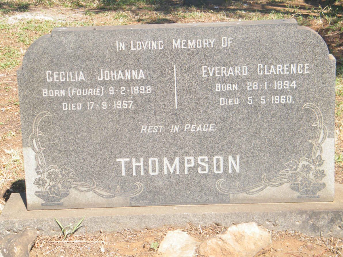 THOMPSON Everard Clarence 1894-1960 &amp; Cecilia Johanna FOURIE 1898-1957