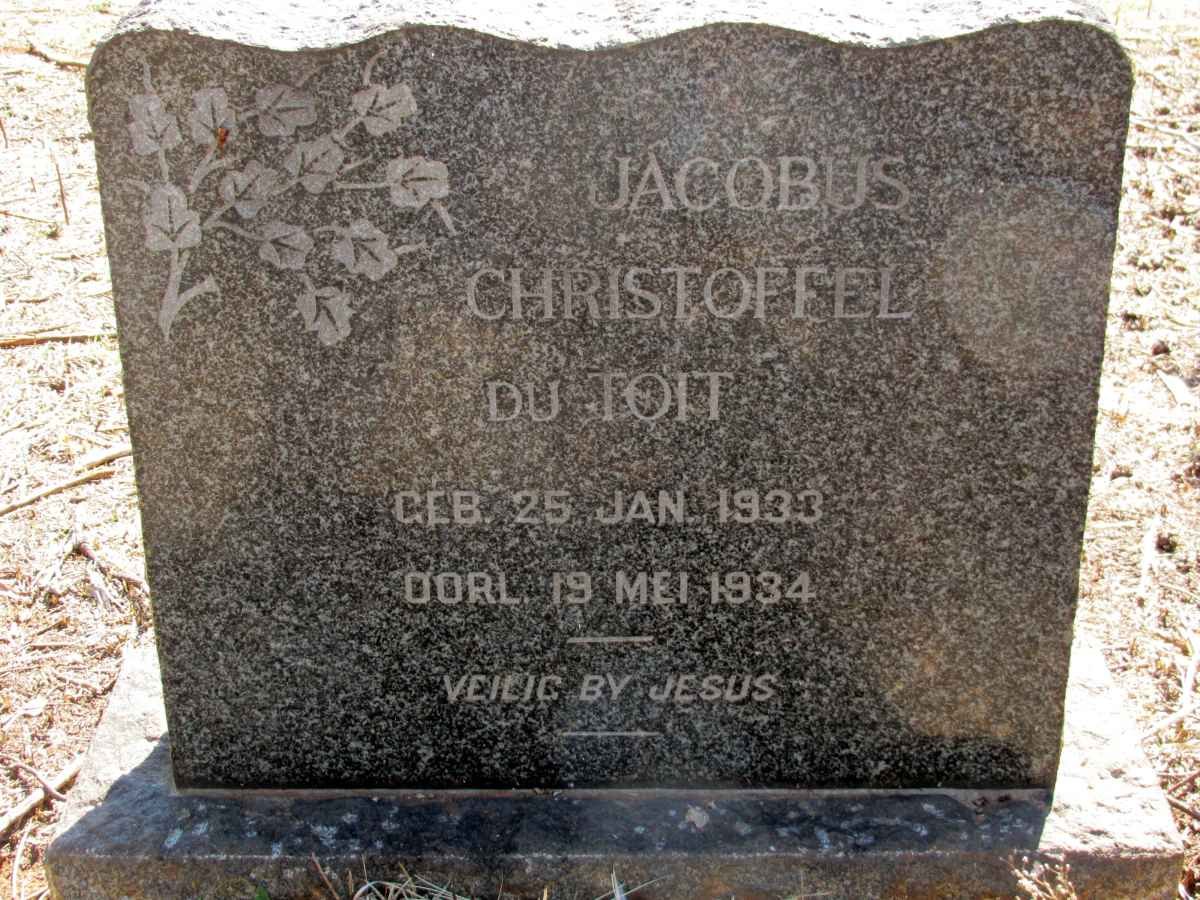 TOIT Jacobus Christoffel, du 1933-1934