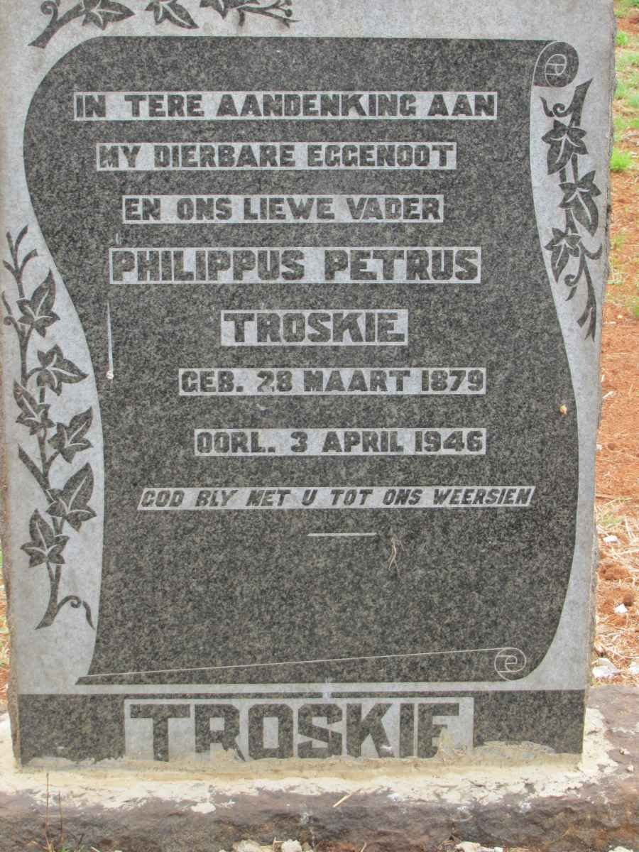 TROSKIE Philippus Petrus 1879-1946