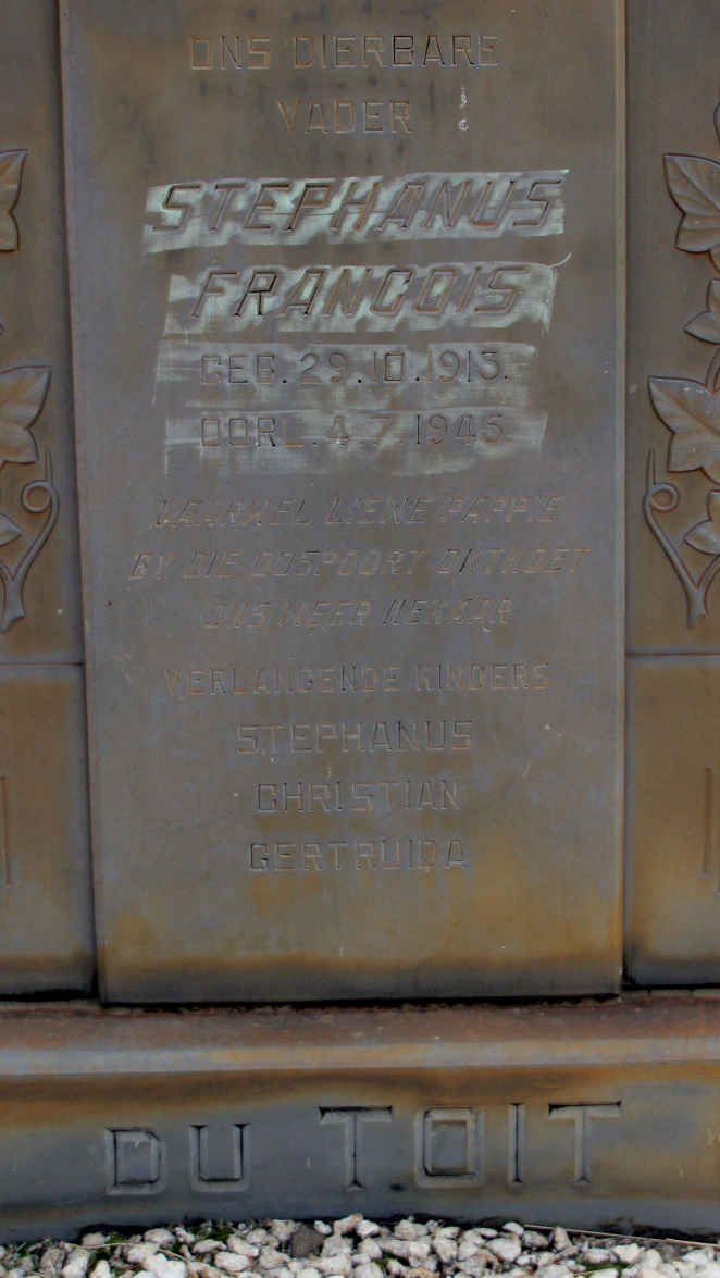 TOIT Stephanus Francois, du 1913-1945