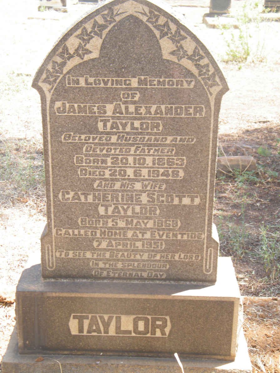 TAYLOR James Alexander 1863-1948 &amp; Catherine Scott 1868-1951