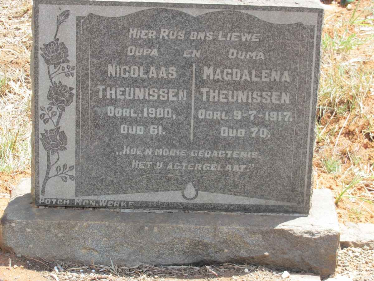 THEUNISSEN Nicolaas -1900 &amp; Magdalena -1917