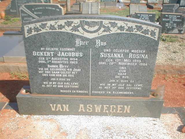 ASWEGEN Ockert Jacobus, van 1894-1965 &amp; Susanna Rosina 1899-1984