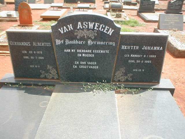 ASWEGEN Gerhardus Albertus, van 1878-1069 &amp; Izabella Eliabetha VAN STADEN 1890-1968