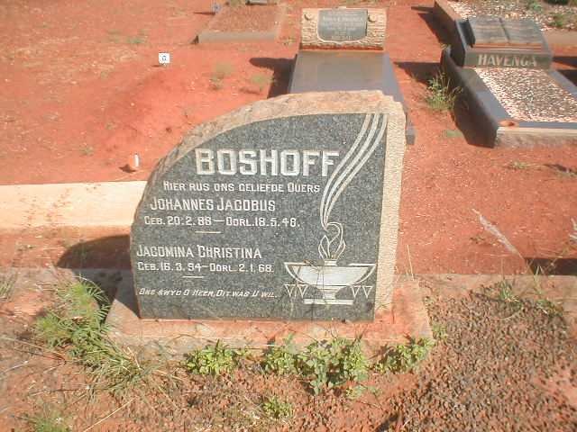 BOSHOFF Johannes Jacobus 1888-1948 &amp; Jacomina Christina 1894-1968