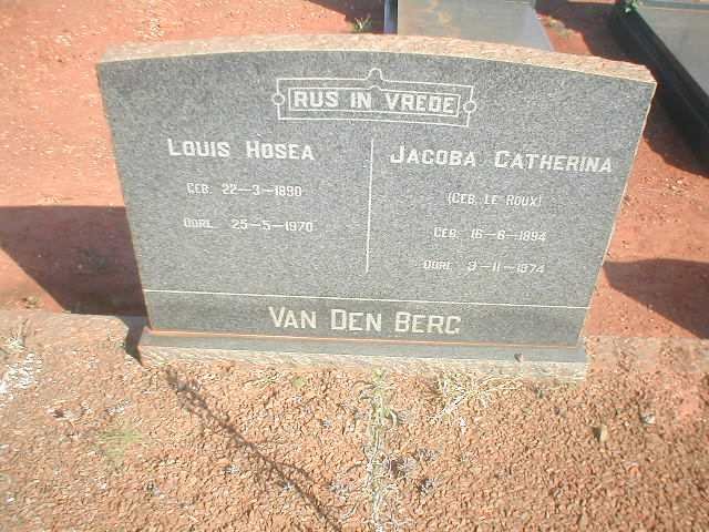 BERG Louis Hosea, van den 1890-1970 &amp; Jacoba Catherina LE ROUX 1892-1974