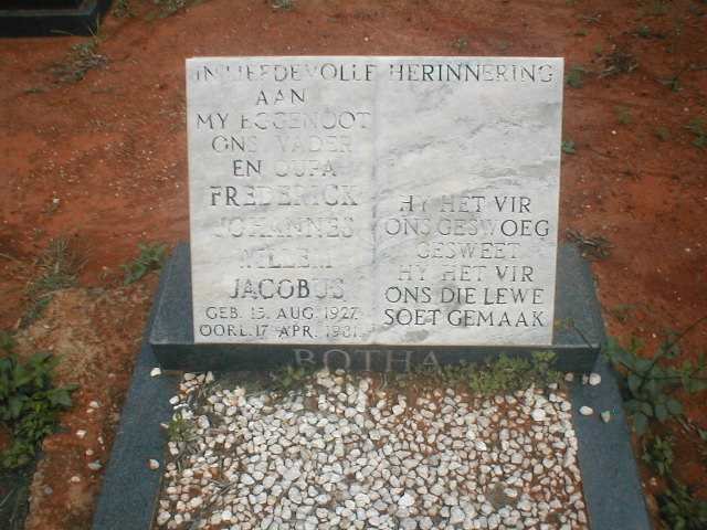 BOTHA Frederick Johannes Willem Jacobus 1927-1981