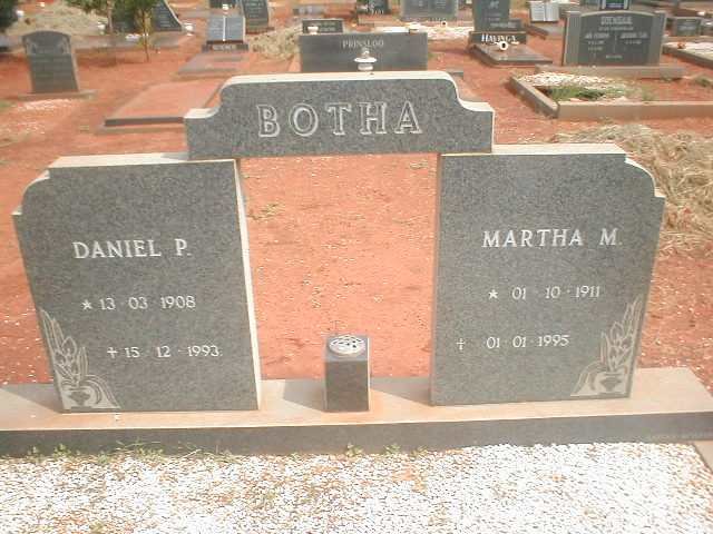 BOTHA Daniel P. 1908-1993 &amp; Martha M. 1911-1995