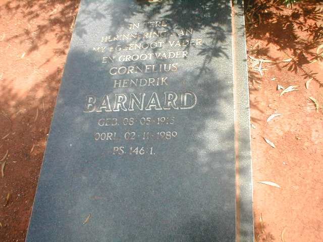 BARNARD Cornelius Hendrik 1915 - 1989