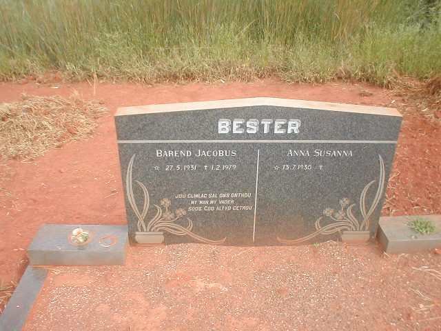 BESTER Barend Jacobus 1931-1979 &amp; Anna Susanna 1930-