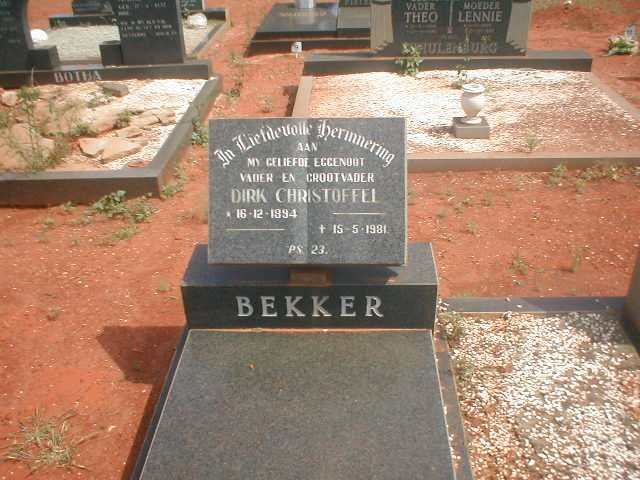 BEKKER Dirk Christoffel 1894-1981