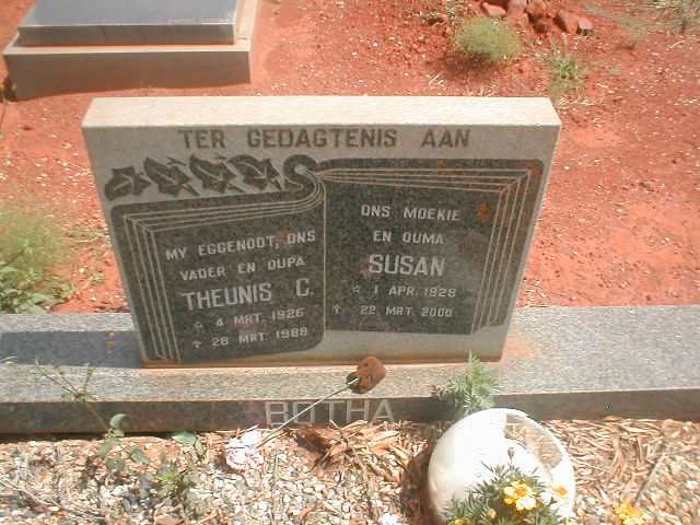 BOTHA Theunis C. 1926-1988 &amp; Susan 1928-2000