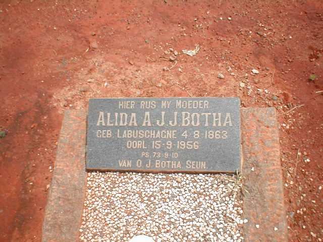 BOTHA Alida A.J. nee LABUSCHAGNE 1863-1956