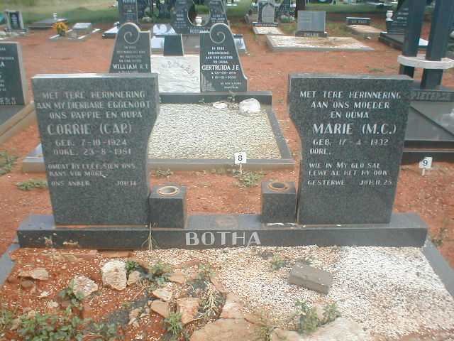 BOTHA C.A.P 1924-1981 &amp; M.C. 1932-