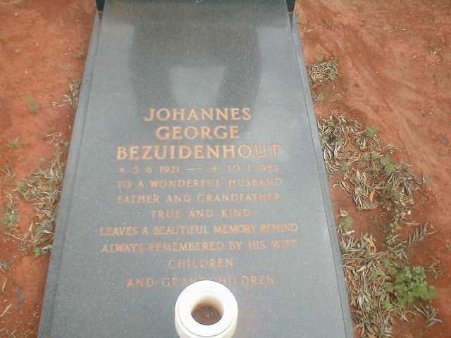 BEZUIDENHOUT Johannes George 1921-198?