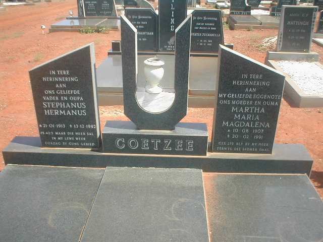 COETZEE Stephanus Hermanus 1913-1992 &amp; Martha Maria Magdalena 1907-1991