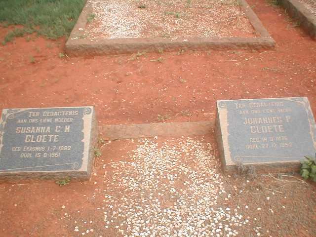CLOETE Johannes P. 1876-1952 &amp; Susanna C. H. 1882-1951