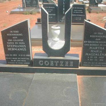 COETZEE Stephanus Hermanus 1913-1992 &amp; Martha Maria Magdalena 1907-1991