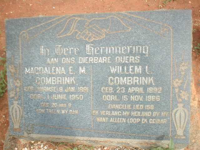 COMBRINK Willem L. 1892-1966 &amp; Magdalena E. M. HARMSE 1891-1950