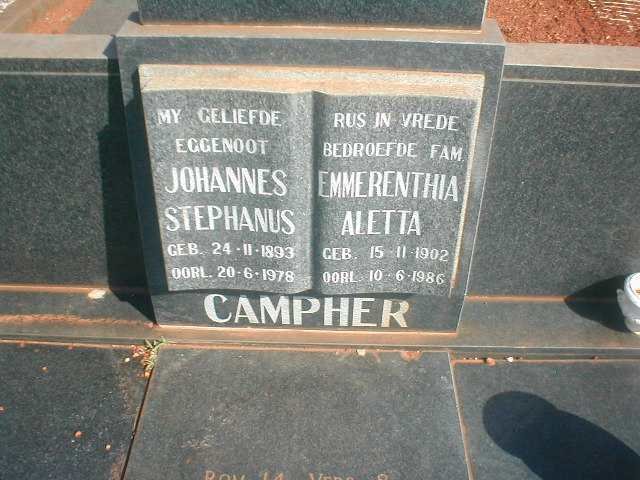 CAMPHER Johannes Stephanus 1893-1978 &amp; Emmerenthia Aletta 1902-1986
