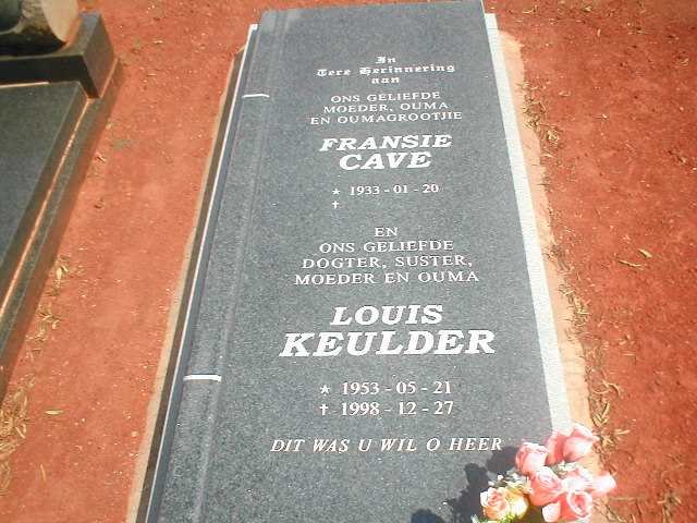 CAVE Fransie 1933- :: KEULDER Louis 1953-1998