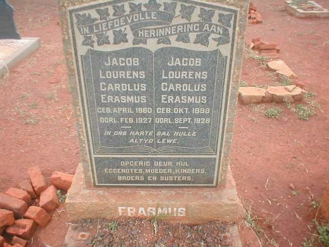 ERASMUS Jacob Lourens Carolus 1860-1927 :: ERASMUS Jacob Lourens Carolus 1898-1926