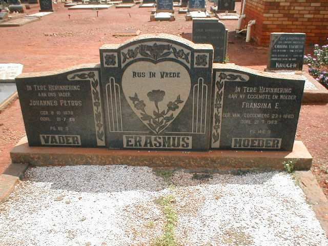 ERASMUS Johannes Petrus 1878-1968 &amp; Fransina E. 1880-1963