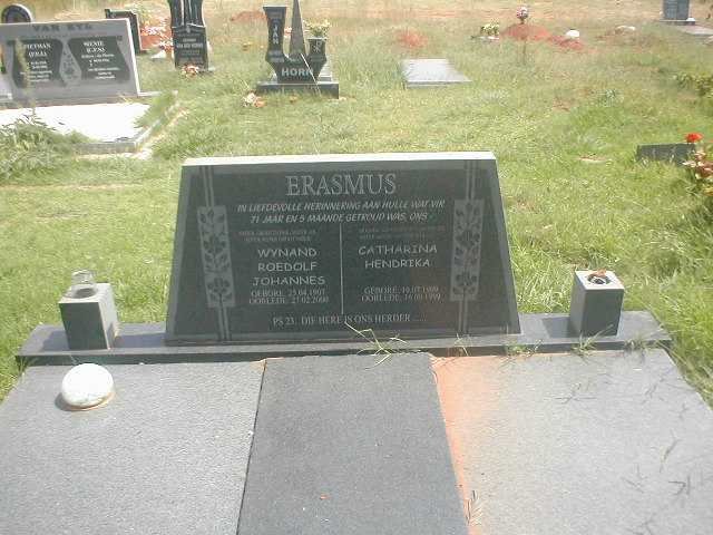 ERASMUS Wynand Roedolf Johannes 1907-2000 &amp; Catharina Hendrika 1909-1999