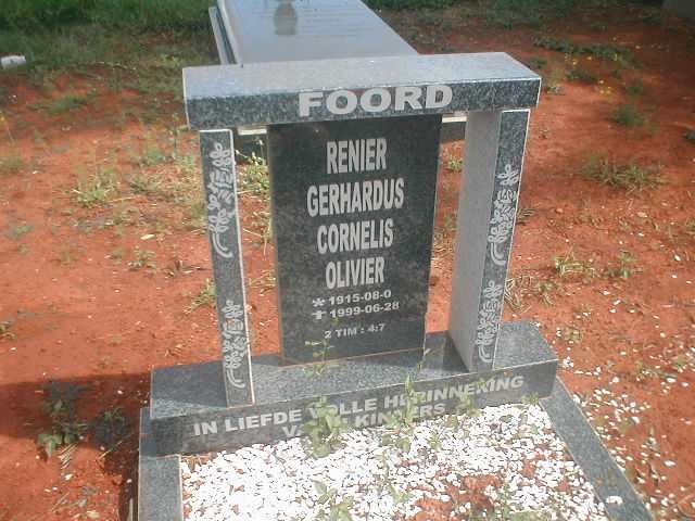 FOORD Reinier Gerhardus Cornelis Olivier 1915-1999
