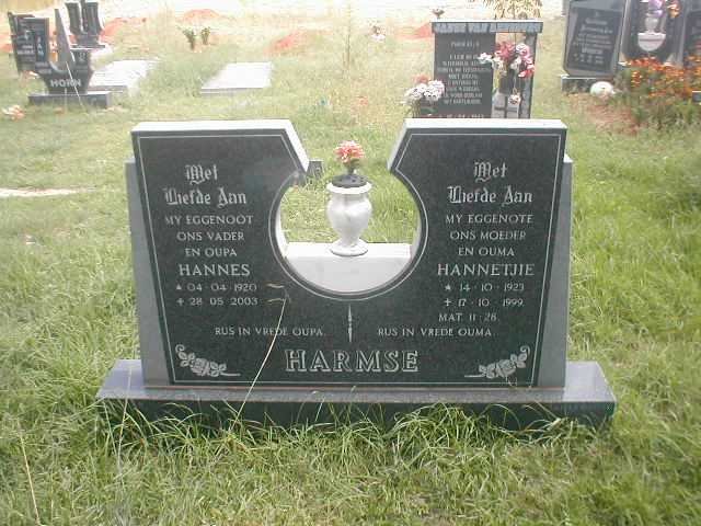 HARMSE 1920-2003 &amp; Hannetjie 1923-1999