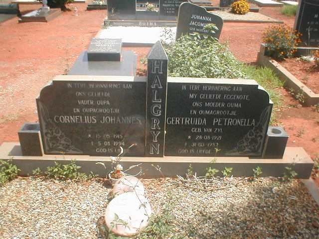 HALGRYN Cornelius Johannes 1915-1994 &amp; Gertruida Petronella VAN ZYL 1921-1987