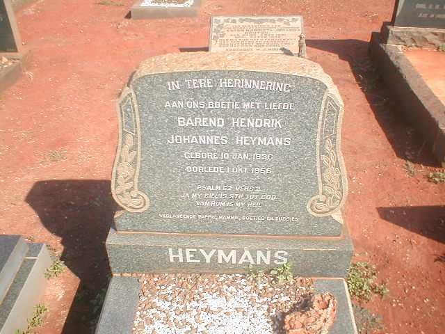 HEYMANS Barend Hendrik Johannes 1936-1956