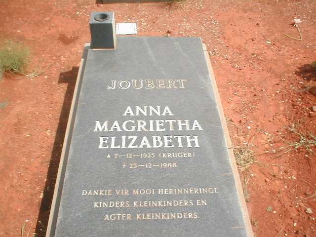 JOUBERT Anna Magrietha Elizabeth nee KRUGER 1925 - 1988