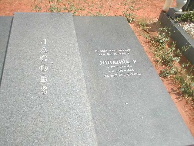 JACOBS Johanna P. 1911-1989