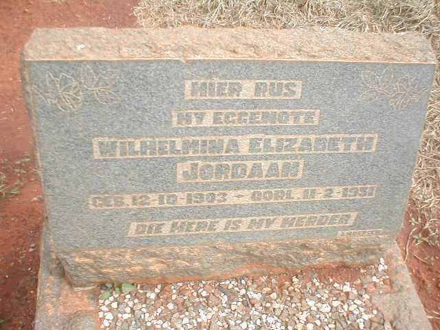 JORDAAN Wilhelmina Elizabeth 1903-1931