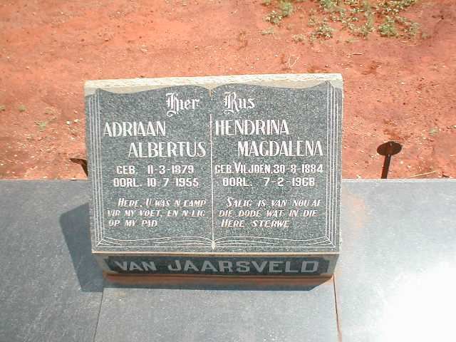JAARSVELD Adriaan Albertus, van 1879-1955 &amp; Hendrina Magdalena VILJOEN 1884-1968
