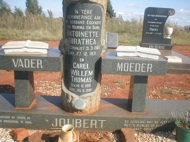 JOUBERT Carel Willem Thomas 1910-1998 &amp; Antoinette Dorathea CRONJE 1909-1971