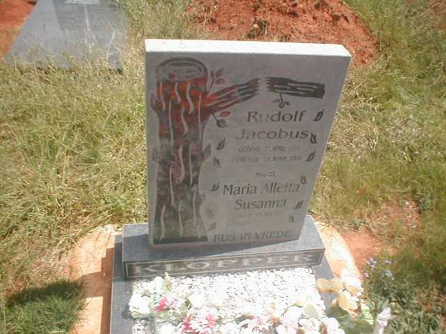 KLOPPER Rudolf Jacobus 192?-2002 &amp; Maria Alletta Susanna