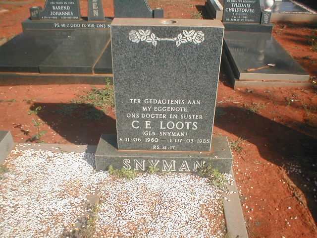 LOOTS C.E. nee SNYMAN 1960-1985