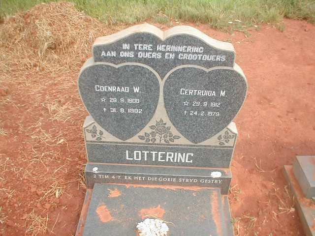 LOTTERING Coenraad W. 1908-1982 &amp; Gertruida M. 1912-1979