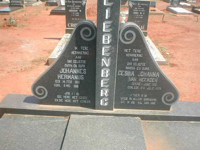 LIEBENBERG Johannes Hermanus 1910-1981 &amp; Gesina Johanna van HEERDEN 1913-1979