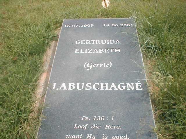 LABUSCHAGNE Gertruida Elizabeth 1909-2001