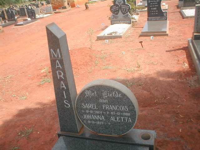 MARAIS Sarel Francois 1924-1988 &amp; Johanna Aletta 1925-