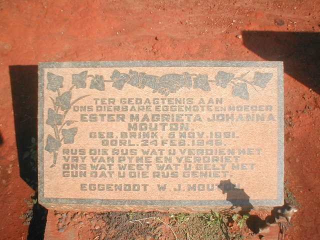 MOUTON Ester Magrieta Johanna nee BRINK 1881-1946