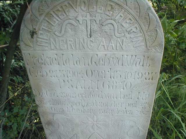 MALAN Frekie nee VAN DER WALT 1904-1927