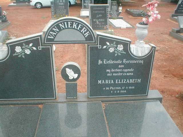 NIEKERK Maria Elizabeth, van nee DU PLESSIS 1946-1994