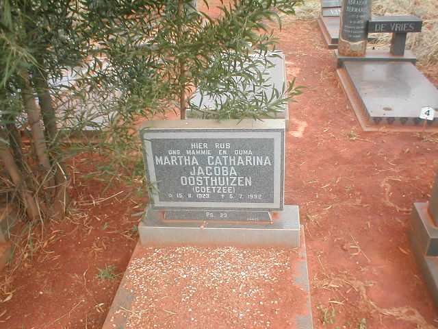OOSTHUIZEN Martha Catharina Jacoba geb. COETZEE 1923-1992