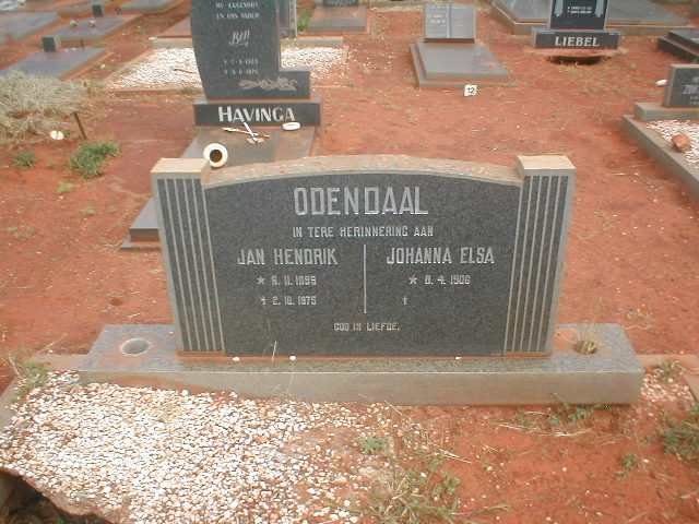 ODENDAAL Jan Hendrik1895-1975 &amp; Johanna Elsa 1906-